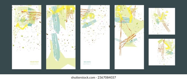 Sencillo cepillo de pintura cómodo tranquilizador conjunto de plantillas de tarjetas de tonos pálidos y suaves pastel. Colección de invitaciones románticas