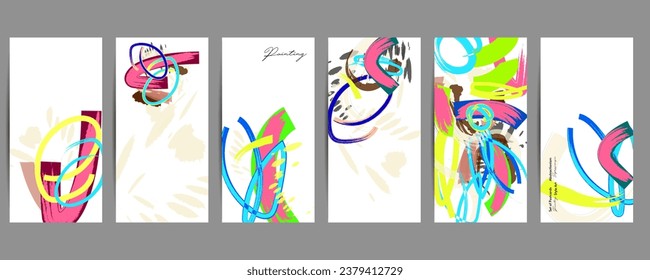 Sencillo cepillo de pintura cómodo tranquilizador conjunto de plantillas de tarjetas de tonos pálidos y suaves pastel. Colección de invitaciones románticas