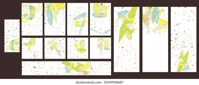 Sencillo y cómodo pincel de pintura calmante pastel apagado pálido tonos tranquilos conjunto de Plantillas de tarjeta. Colección de invitaciones románticas