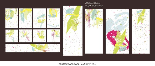 Sencillo y cómodo pincel de pintura calmante pastel apagado pálido tonos tranquilos conjunto de Plantillas de tarjeta. Colección de invitaciones románticas