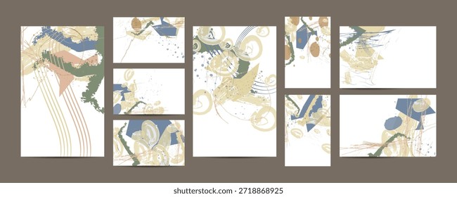 Sencillo y cómodo pincel de pintura calmante pastel apagado pálido tonos tranquilos conjunto de Plantillas de tarjeta. Colección de invitaciones románticas