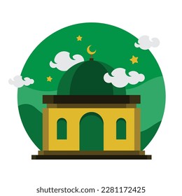 simple and comfortable small mosque logo vector