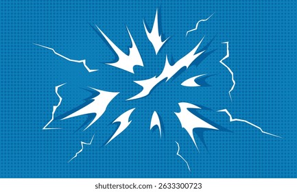 Simple comic book style explosion effect background on blue