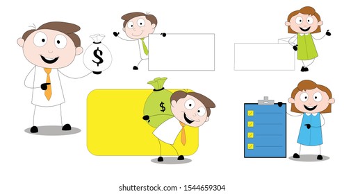 Simple comic characters with a variety of movements gestures.-vector illustration