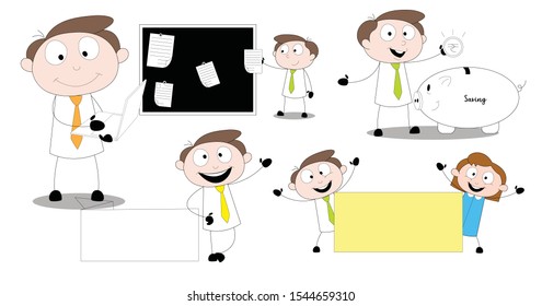 Simple comic characters with a variety of movements gestures.-vector illustration