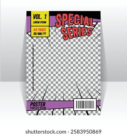 Simple comic magazine front page layout template concept