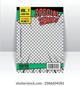 Simple comic magazine front page layout template vector