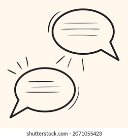 Simple comic speech bubble. Dialogue, communication, discussion element. Vector doodle chat icon. Message symbol drawing