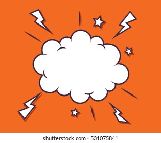 Simple comic speech cloud bubbles with the star and thunderstorm