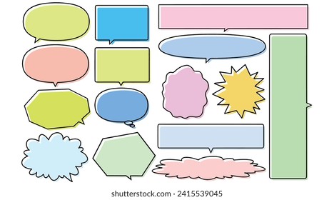 Simple Comic-Style Speech Bubble Set in Color