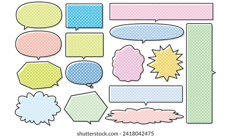 Simple Comic-Style Speech Bubble Set with Polka Dot Pattern