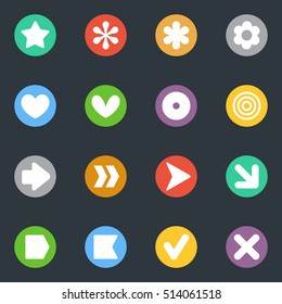 Simple common vector stickers icon in the circle set. Labels collection. Good for scrapbooking, diary, creativity use.