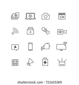 Simple Communication and technology icons set, Vector