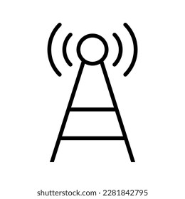 A simple communication tower. Antenna and radio waves. Vector.