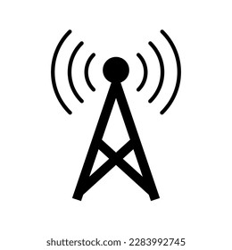 Simple communication tower silhouette icon. Cellular radio base station. Vector.