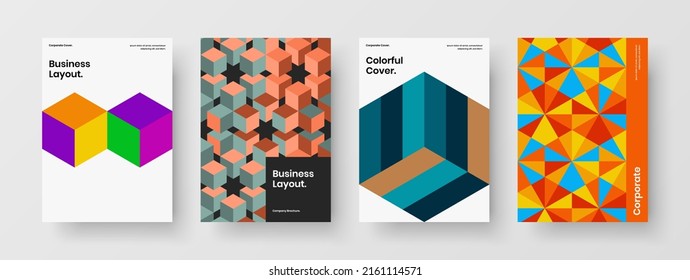 Einfache Firmenbroschüre Design Vektorgrafik Layout Kollektion. Erstaunliches geometrisches Musterflyer-Konzeptbündel.