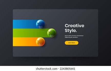 Concepto de vector de diseño simple de folletos de la empresa. Resumen del diseño de la cubierta de bolas 3D.