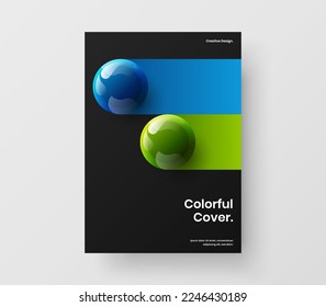 Concepto de vector de diseño simple de folletos de la empresa. Plantilla de bolas 3D para bolas brillante.
