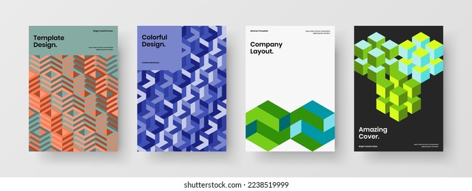 Composición del concepto de diseño de vectores de folletos de la compañía simple. Colección minimalista de diseño de folletos de baldosas geométricas.