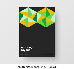 Simple company brochure vector design template. Bright geometric hexagons presentation concept.