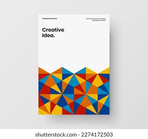 Concepto simple de diseño de vectores de folletos de la empresa. Ilustración de portada de la revista hexagones geométricos premium.