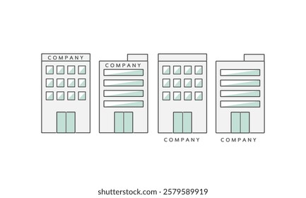 Simple company and building illustration set
