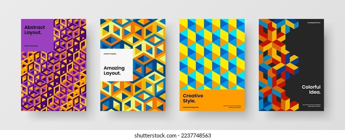 Conjunto de ilustraciones vectoriales de diseño simple de portada de la empresa. Colección de póster de diseño de mosaico aislado.