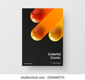 Simple company cover design vector illustration. Abstract 3D spheres annual report concept.