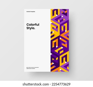 Simple company cover vector design illustration. Bright mosaic pattern pamphlet concept.