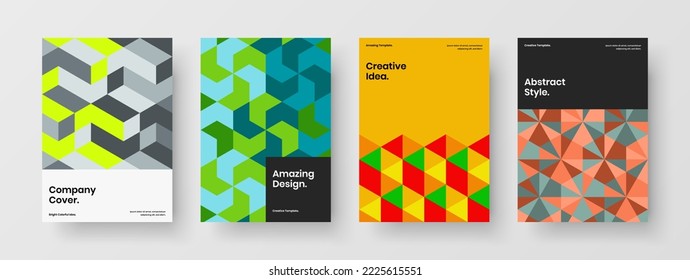 Simple company identity vector design layout composition. Fresh geometric hexagons corporate cover template bundle.