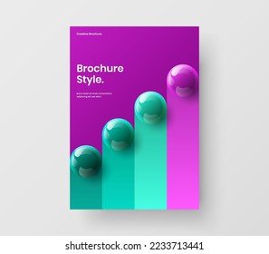 Simple company identity vector design template. Geometric realistic spheres magazine cover layout.