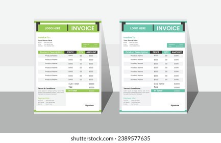 plantilla de factura de empresa simple, tanto contemporánea como profesional.