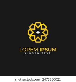 Simple company logo abtract diamond with polygon color gold black