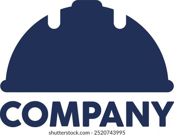 simple company logo blue with helmet building