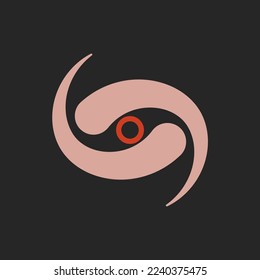 Simple company logo on a matte black background