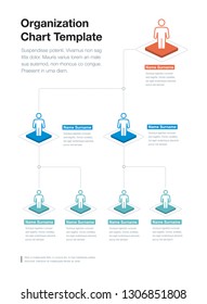 Simple company organization hierarchy chart template with place for your content. Easy to use for your website or presentation.