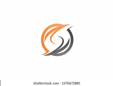 simple company vector logo design with vortex concept design. vortex orange with black color concept logo