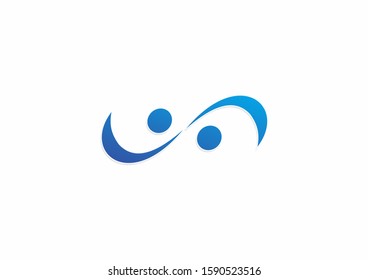 Simple company vector logo design with people concept design. Curve design logo