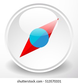 Simple compass dial icon with pointer and highlight