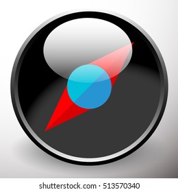 Simple compass dial icon with pointer and highlight