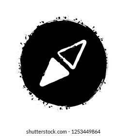Simple compass icon. Black ink with splashes on white background
