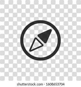 Simple compass icon. Black symbol on transparency grid