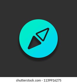 Simple compass icon. Colorful logo concept with soft shadow on dark background. Icon color of azure ocean