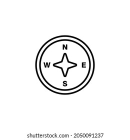 Simple Compass Icon Illustration Design, Compass Symbol With Wind Direction Template Vector