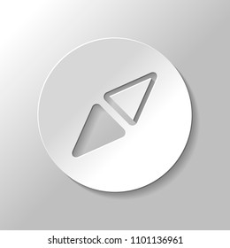 Simple compass icon. Paper style with shadow on gray background