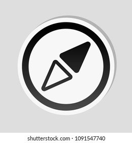 Simple compass icon. Sticker style with white border and simple shadow on gray background