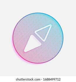 Simple compass icon. Technology logo with diagonal lines and colored gradient. Neon graphic, light effect. Blue and red colors