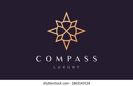 simple compass logo concept with modern and luxury style with gold color