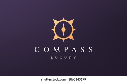 concepto simple de logotipo de brújula en un estilo moderno y lujoso con color dorado