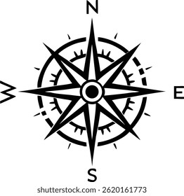 Simple Compass Vector Art - Minimalist Navigation Design
